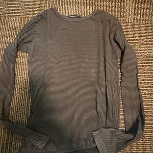 Brandy Melville Grey Striped Long Sleeve Shirt